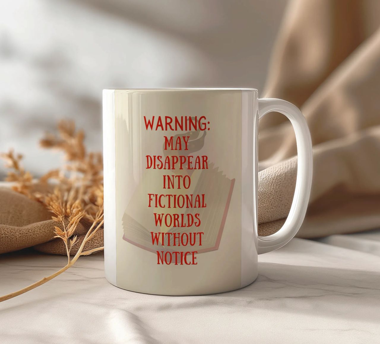 WARNING: MAY DISAPPEAR INTO FICTIONAL WORLDS WITHOUT NOTICE tazza in ceramica da FABOArt