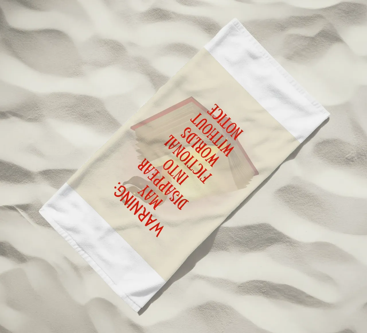 WARNING: MAY DISAPPEAR INTO FICTIONAL WORLDS WITHOUT NOTICE toalla de playa de FABOArt