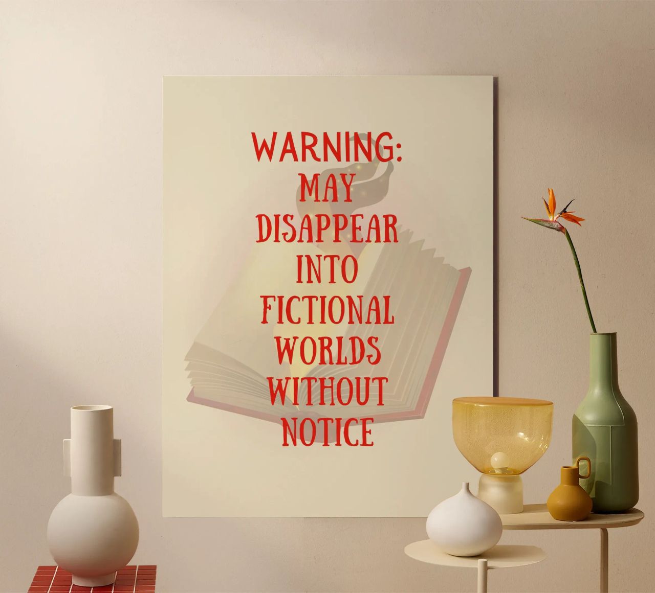 WARNING: MAY DISAPPEAR INTO FICTIONAL WORLDS WITHOUT NOTICE alluminio dibond da FABOArt