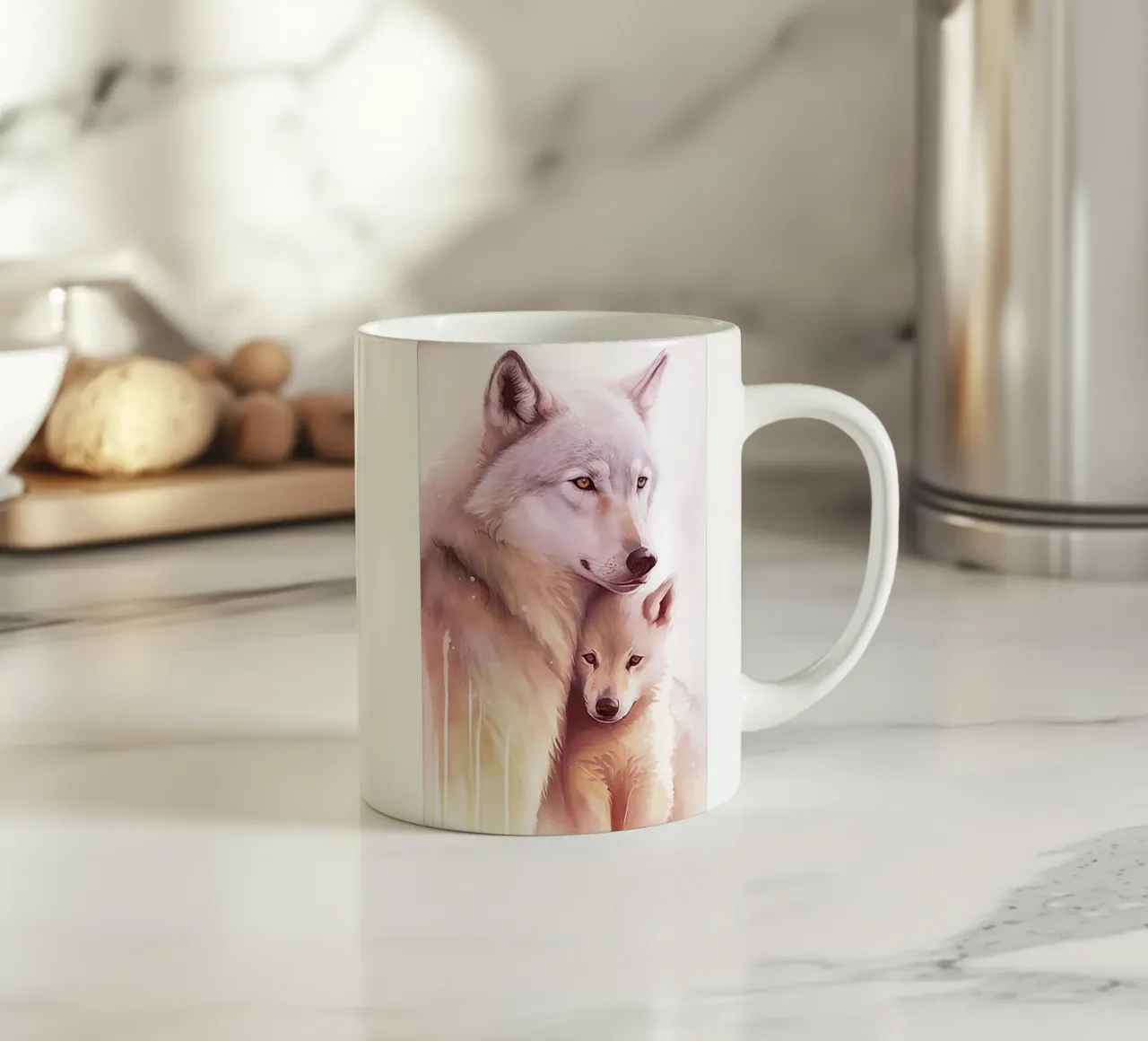 Volpe e cubo Acquerello tazza in ceramica da kaiyaraiya