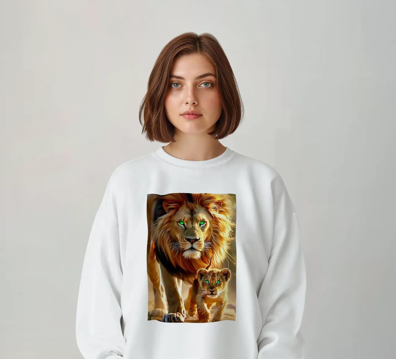 leone e cucciolo Arte ad acquerello felpa da kaiyaraiya