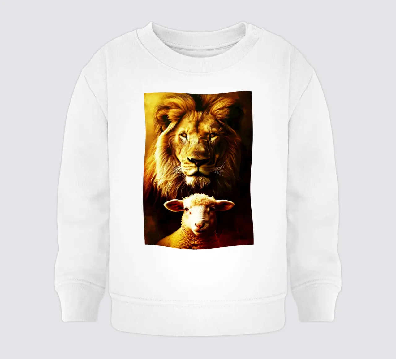 leone e agnello acquerello design felpa neonato da kaiyaraiya