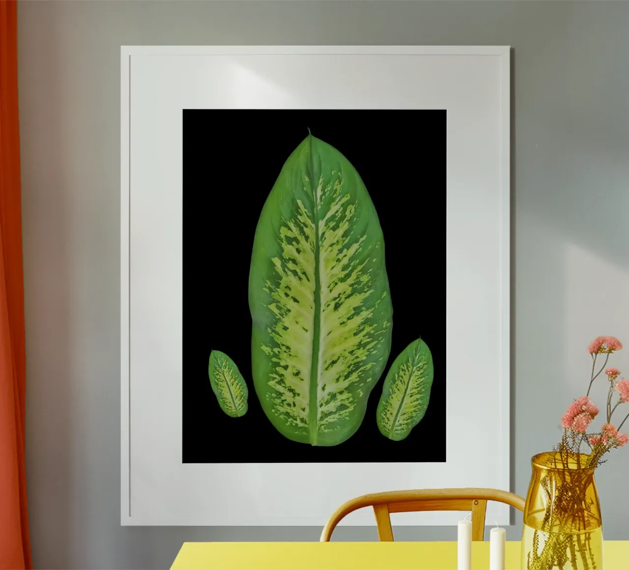 Large green leaf poster con marco de plástico de LisaArtes