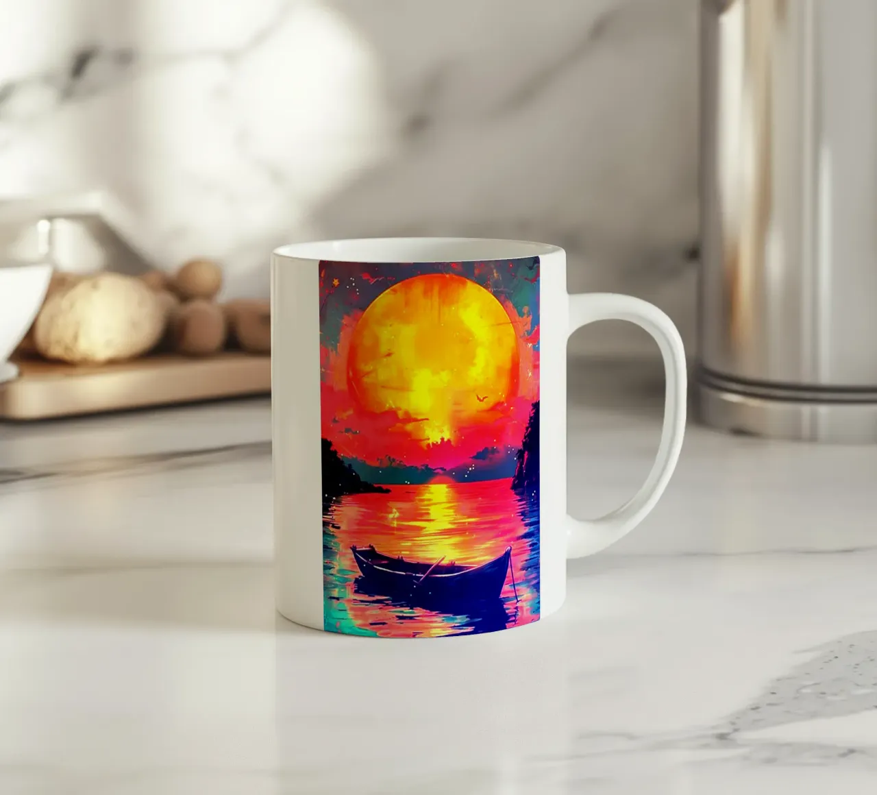 mare tramonto acquerello tazza in ceramica da kaiyaraiya