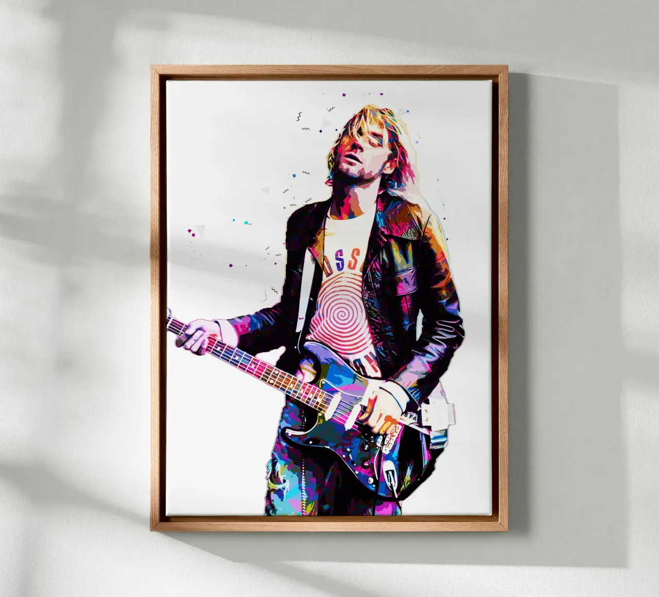 Pop Art of Kurt Cobain canvas with Floater frame by neonartroom