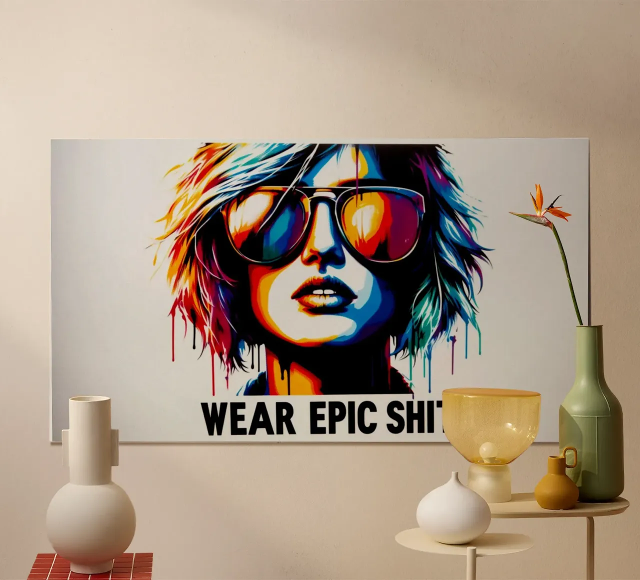 wear epic shit – Stencil, Graffiti & Streetart poster with plastic frame by STAN Z.