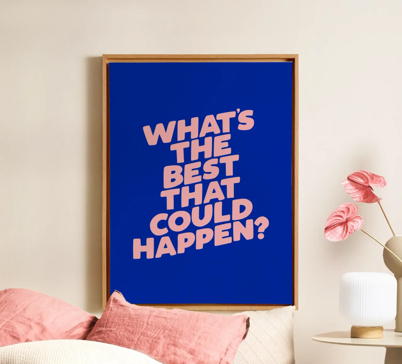 Whats The Best That Could Happen Tipografia di design in blu tela da THE MOTIVATED TYPE