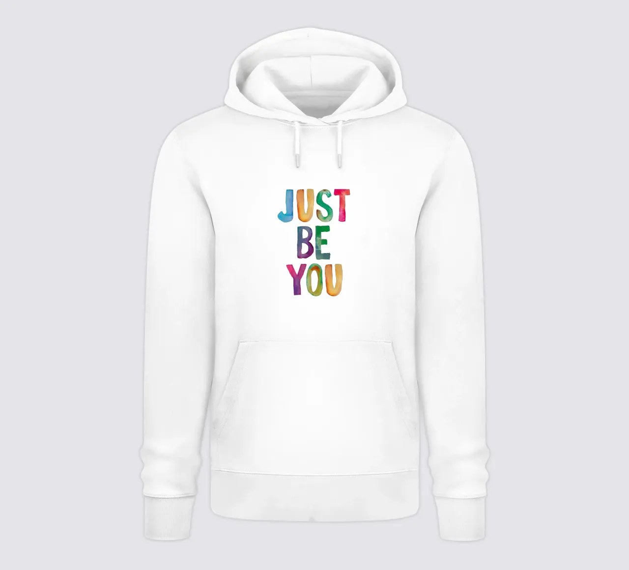 Just Be You - Design tipografico arcobaleno per bambini felpa con cappuccio da THE MOTIVATED TYPE
