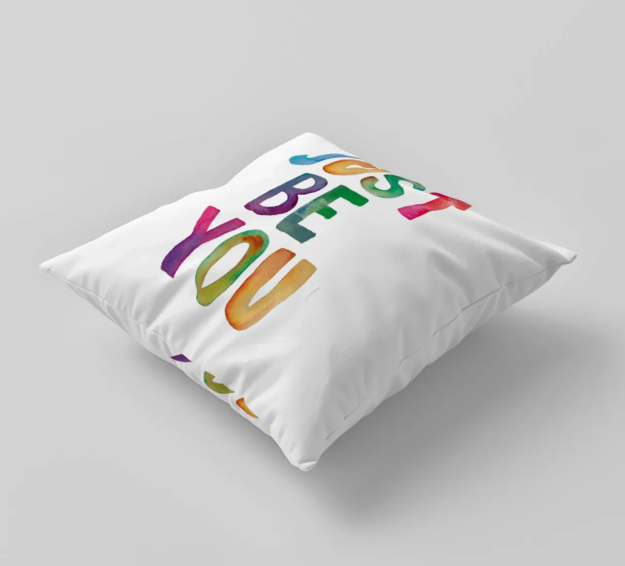 Just Be You - Design tipografico arcobaleno per bambini cuscino da THE MOTIVATED TYPE