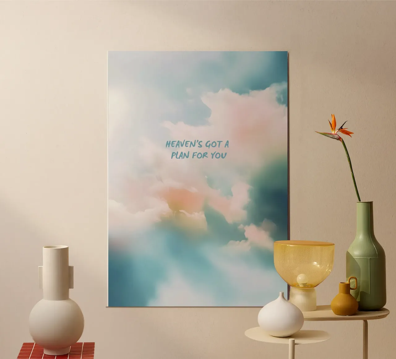 Heaven's got a Plan poster avec cadre en bois de Ma Lo Creative Studio