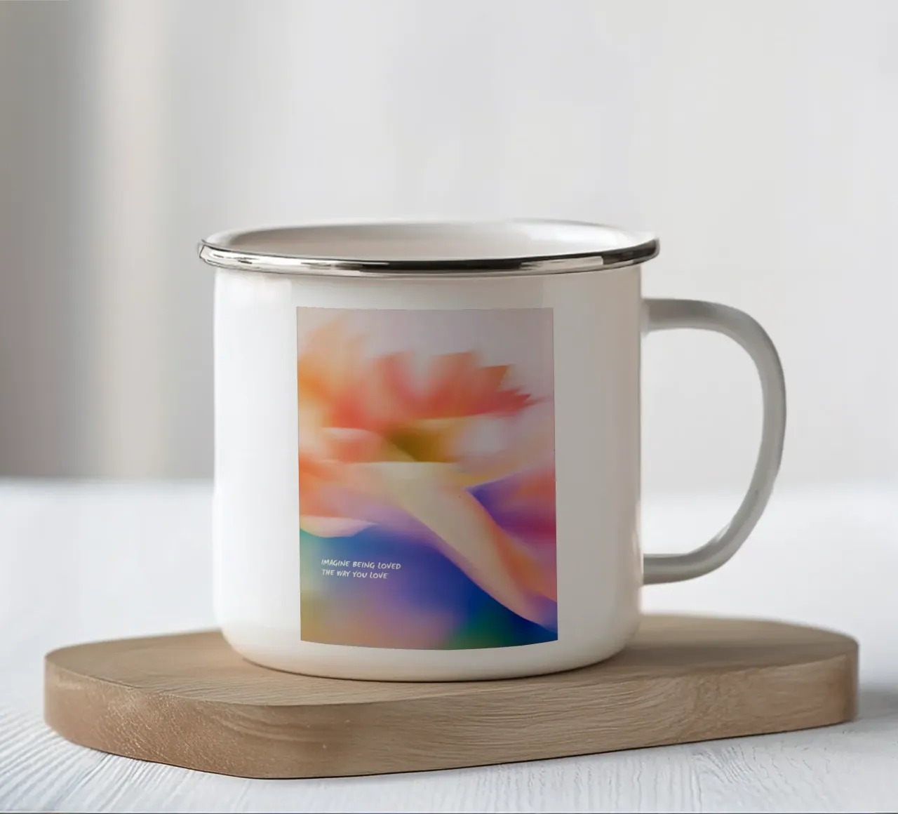 Imagine Being Loved tazza in smalto da Ma Lo Creative Studio