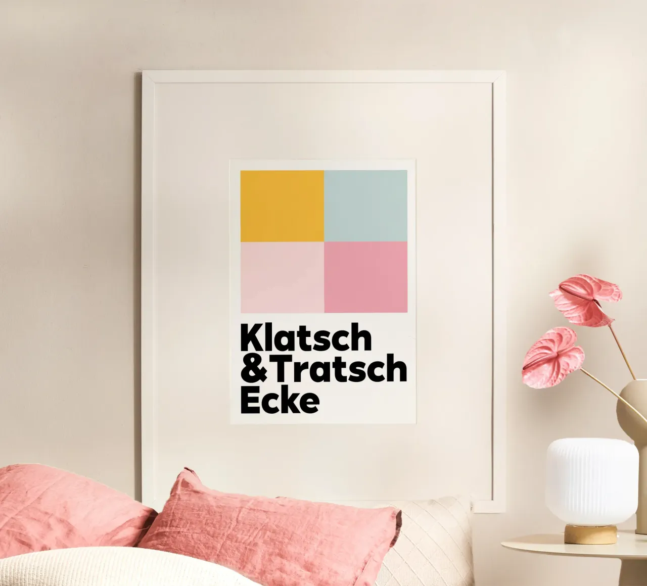 Klatsch & Tratsch Ecke Pastell poster con telaio in alluminio da BAINAI