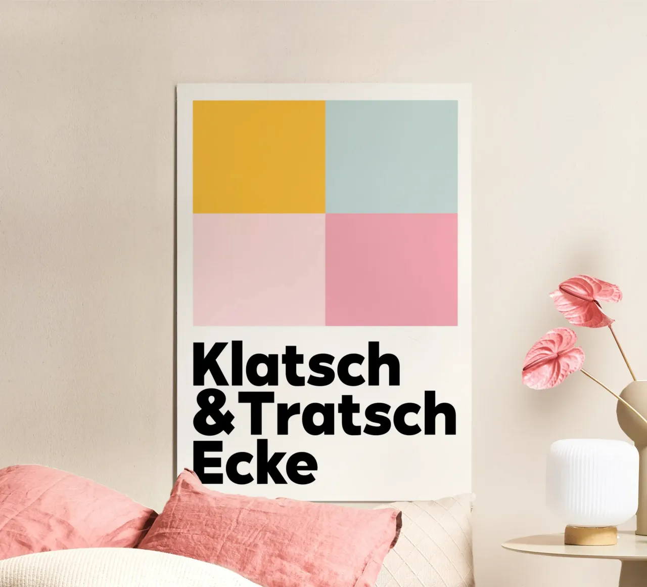 Klatsch & Tratsch Ecke Pastell poster con telaio in alluminio da BAINAI