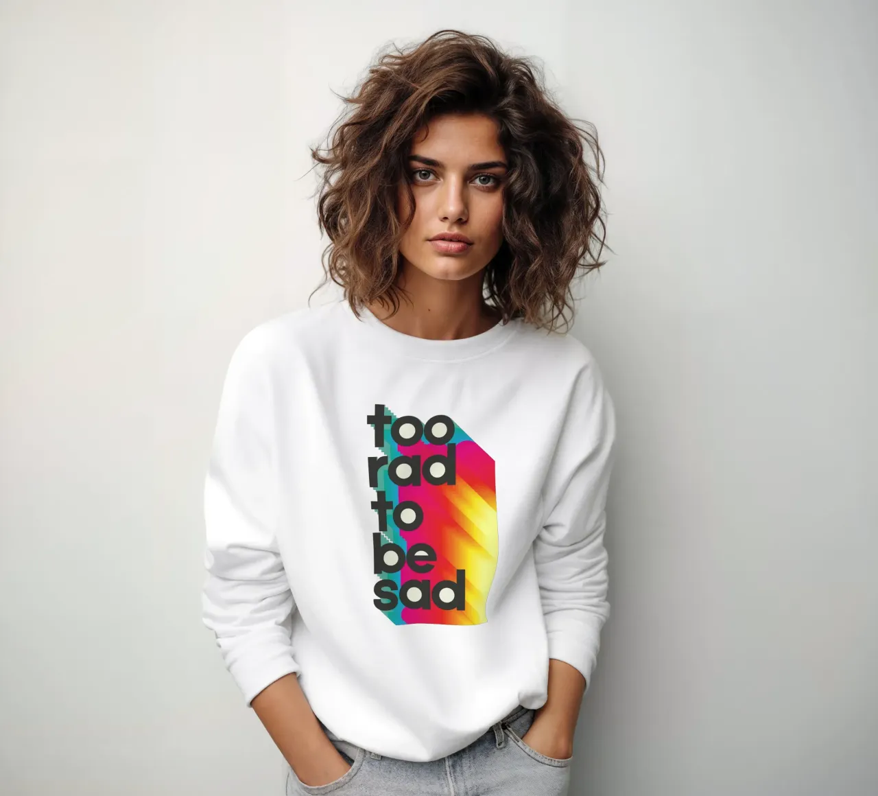 Too Rad To Be Sad - Positive Vibes Wall Art felpa da showmemars