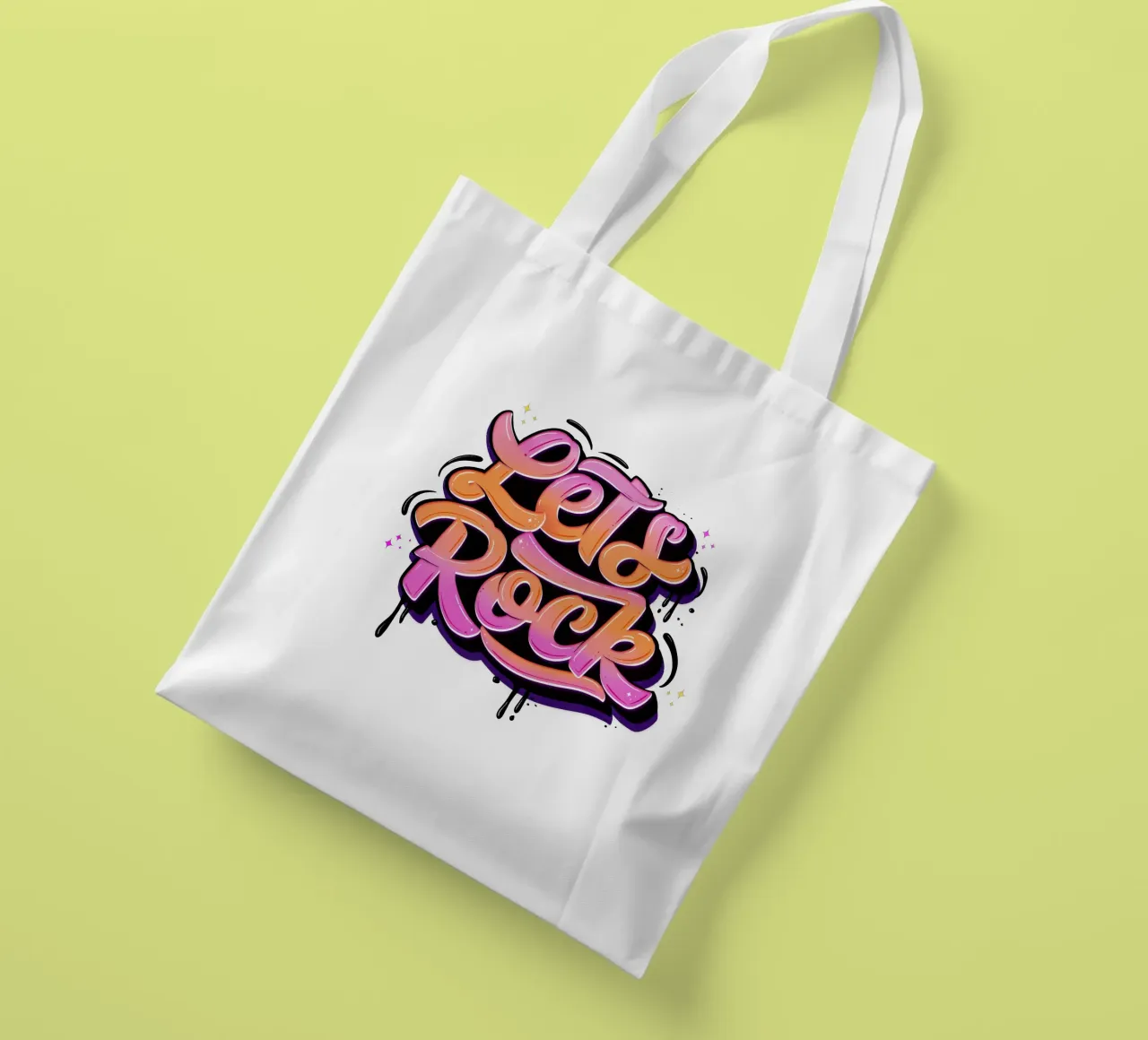Let's Rock. Letteratura a mano. Good Vibes. borsa in juta da CalliLetters
