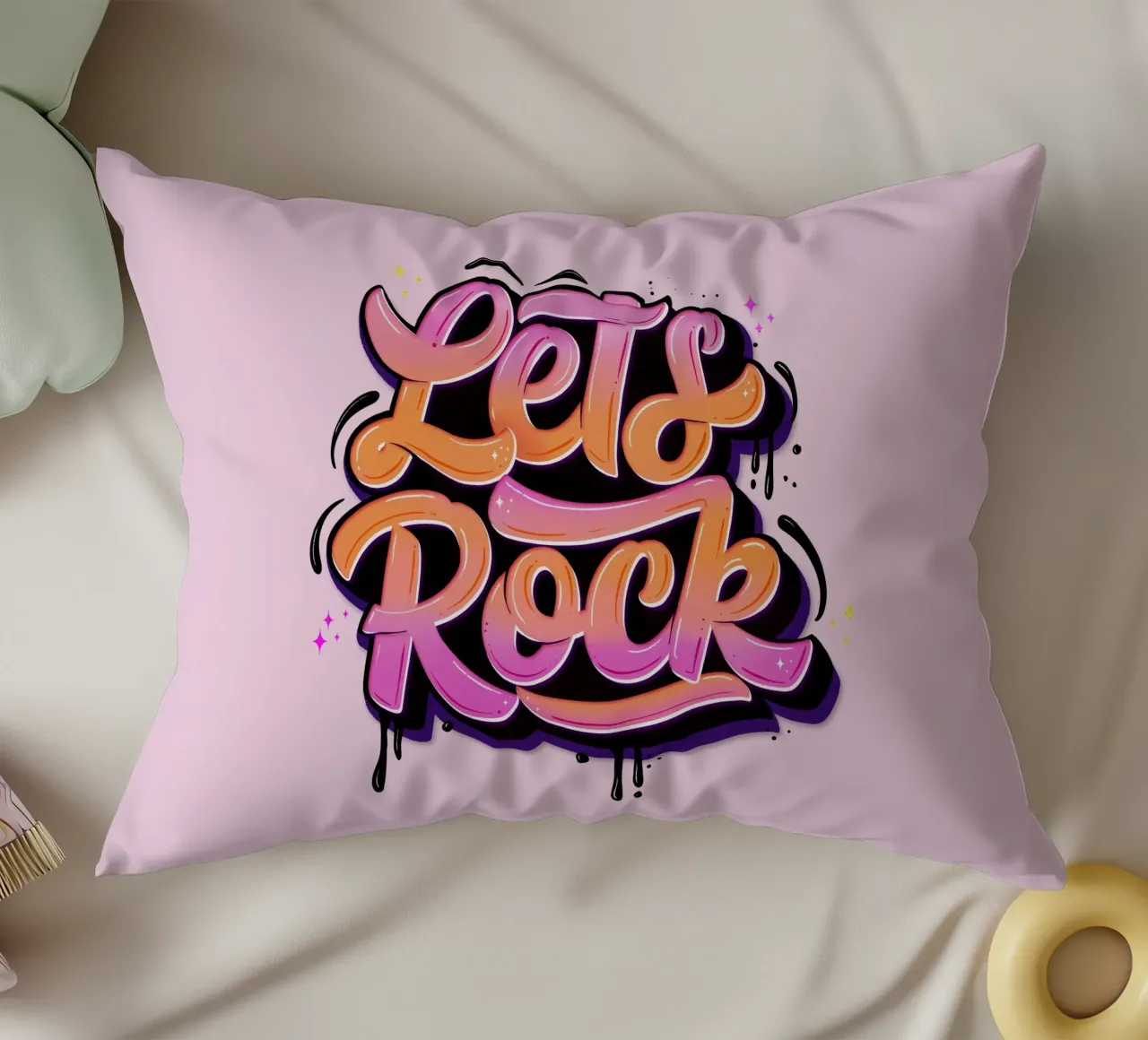 Let's Rock. Letteratura a mano. Good Vibes. cuscino da CalliLetters