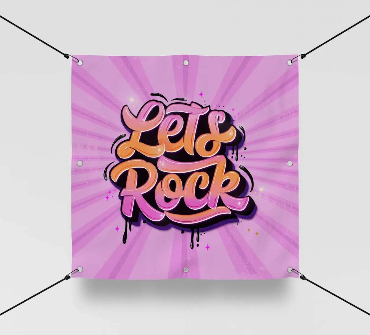 Let's Rock. Letteratura a mano. Good Vibes. telo in pvc da CalliLetters