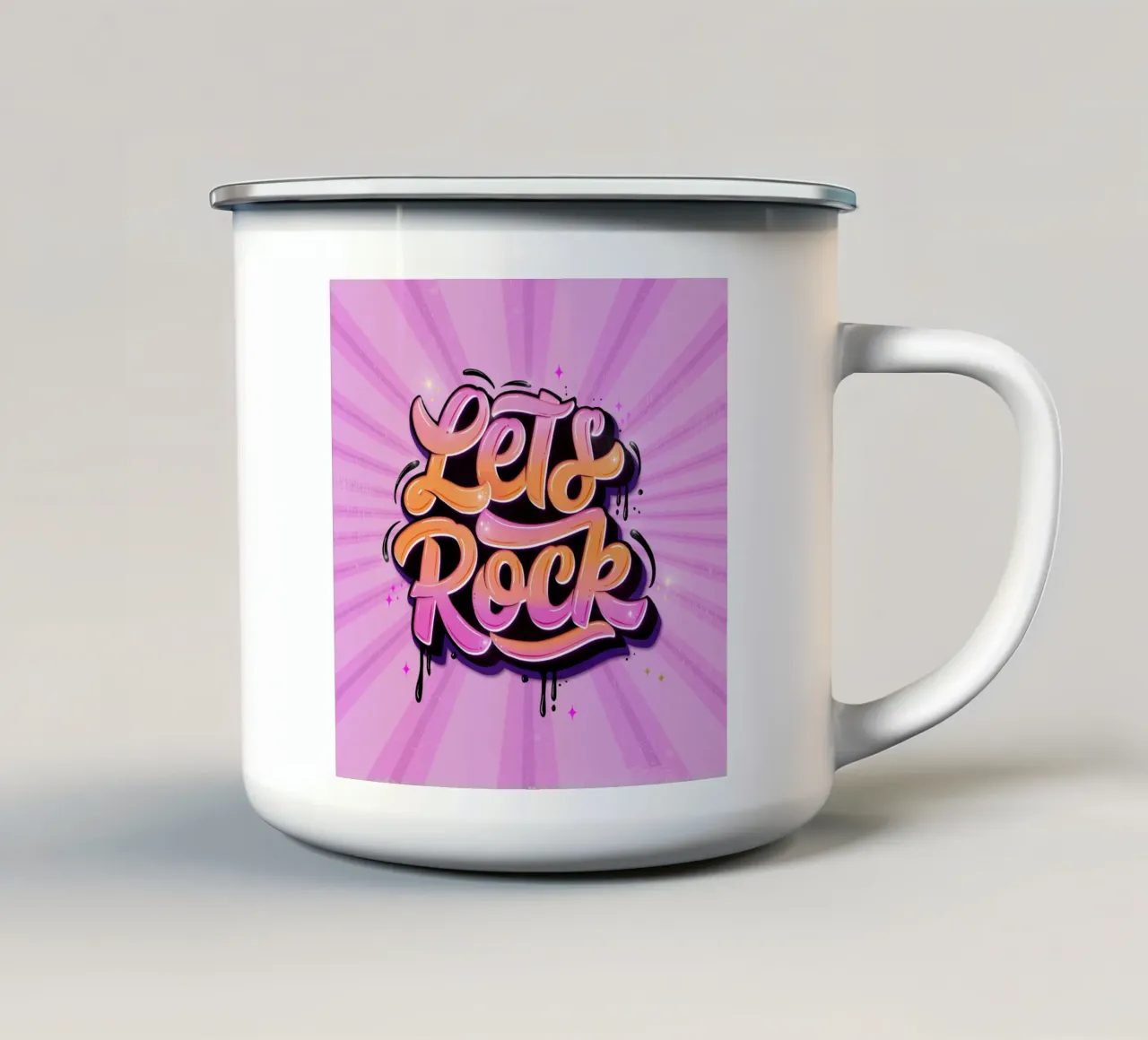 Let's Rock. Letteratura a mano. Good Vibes. tazza in smalto da CalliLetters