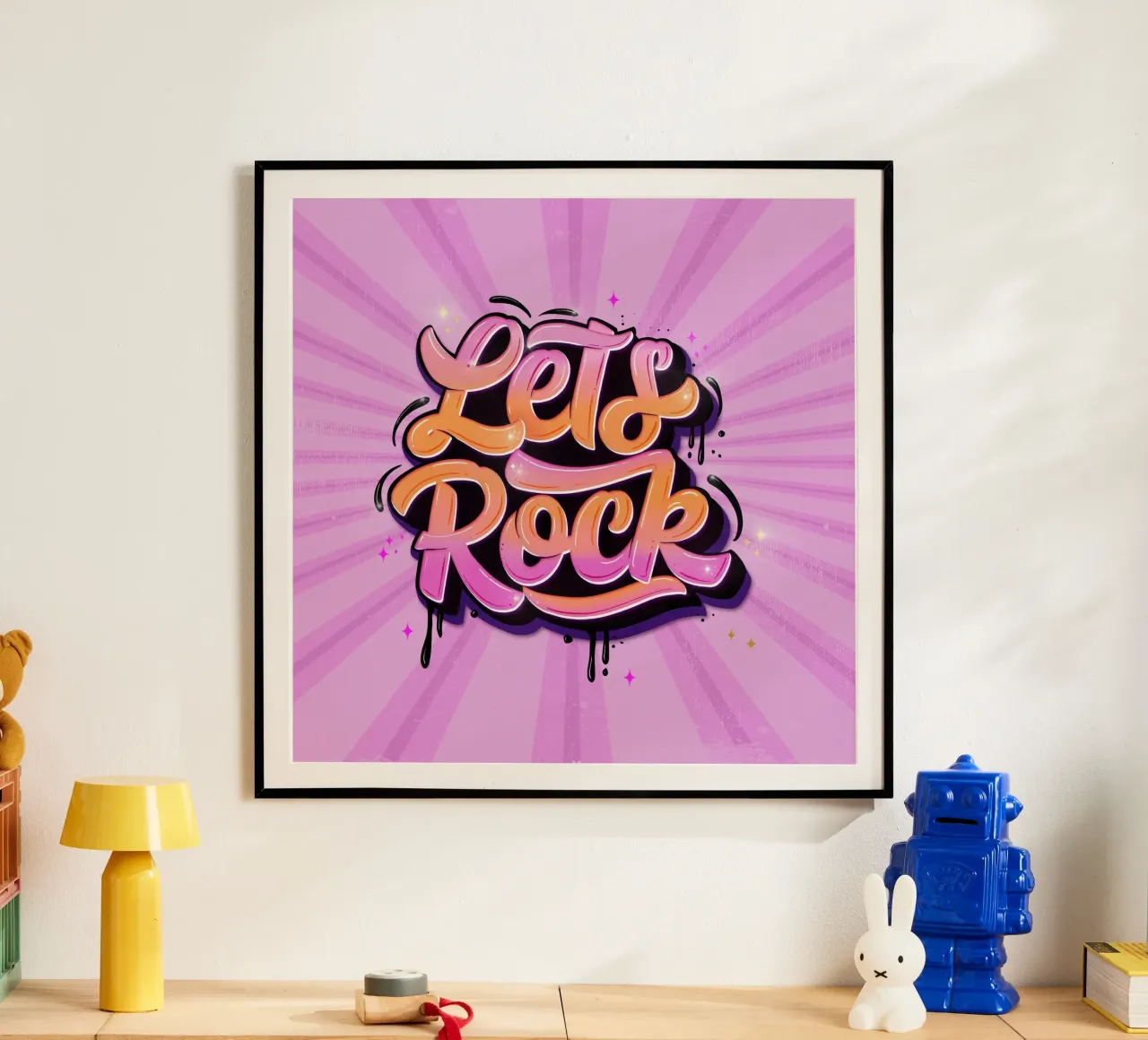 Let's Rock. Lettrage à la main. De bonnes vibrations. poster de CalliLetters