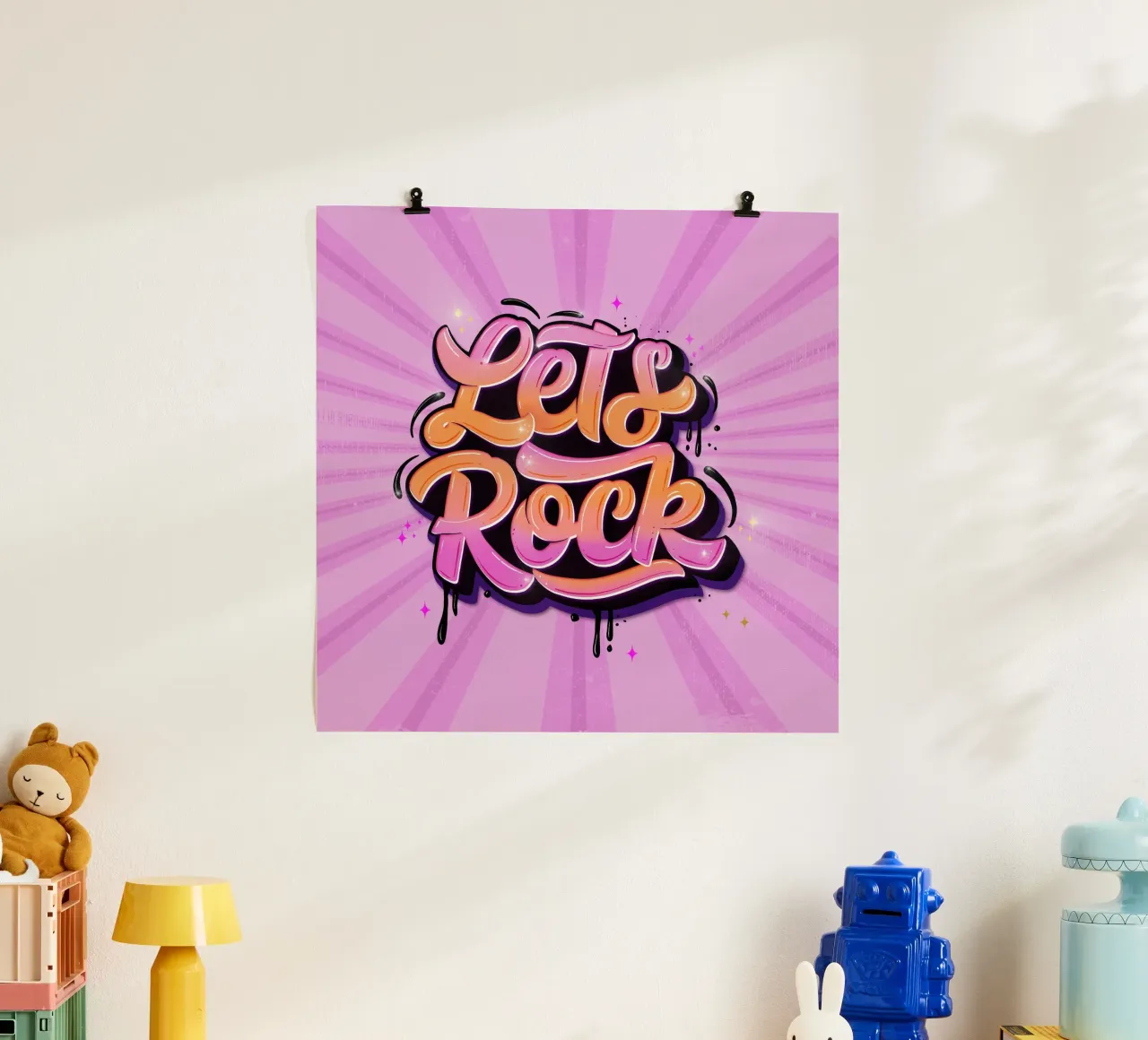 Let's Rock. Lettrage à la main. De bonnes vibrations. poster de CalliLetters