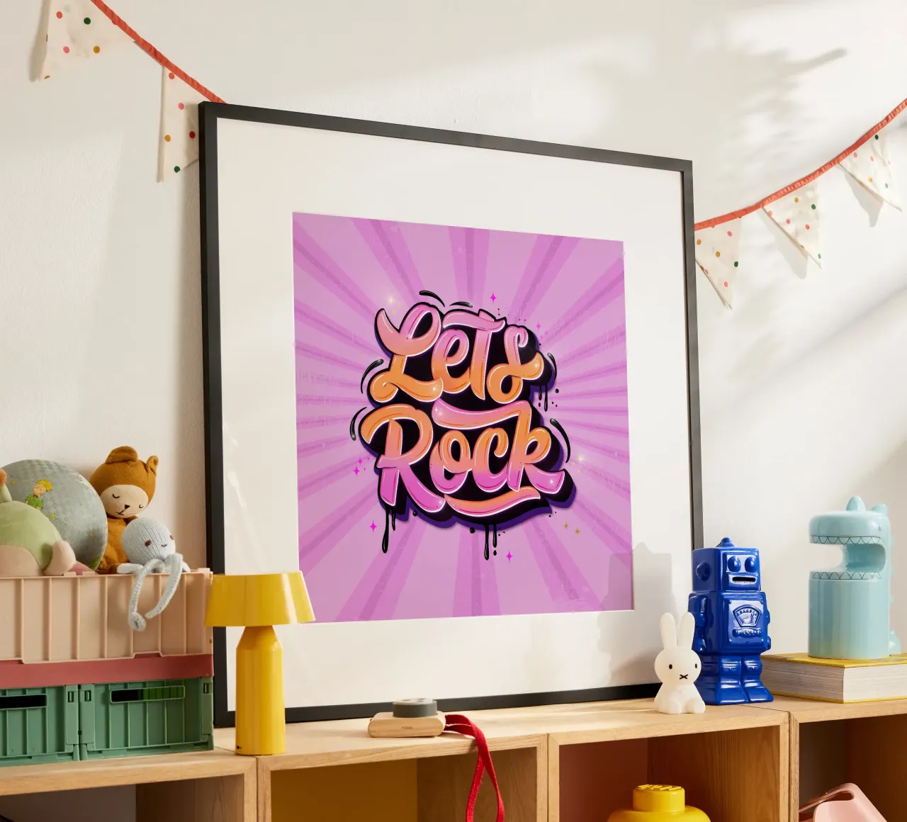 Let's Rock. Lettrage à la main. De bonnes vibrations. poster de CalliLetters