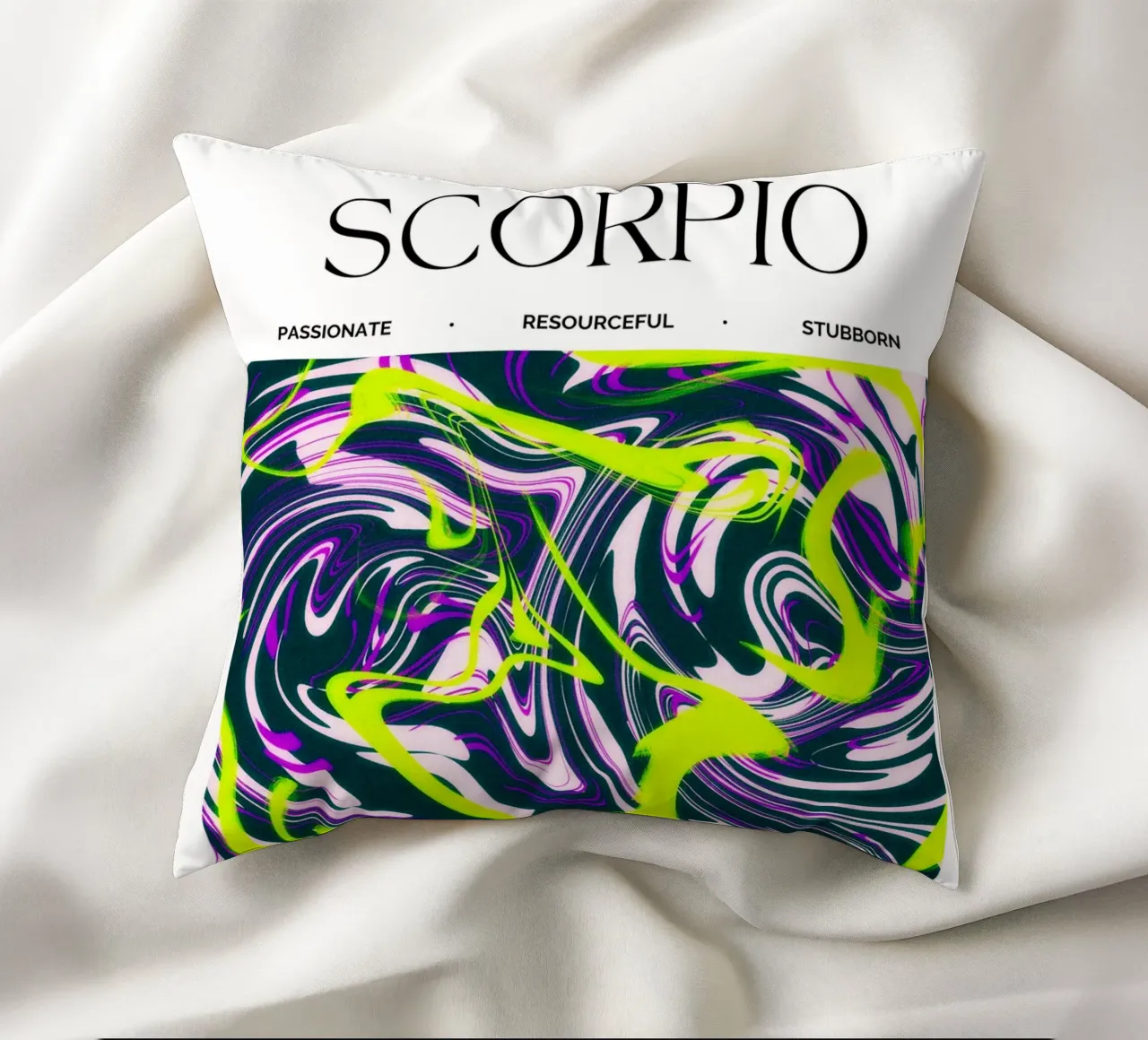 Scorpio Zodiac Print – Intense, Mysterious & Bold cuscino da PrintCessStudio
