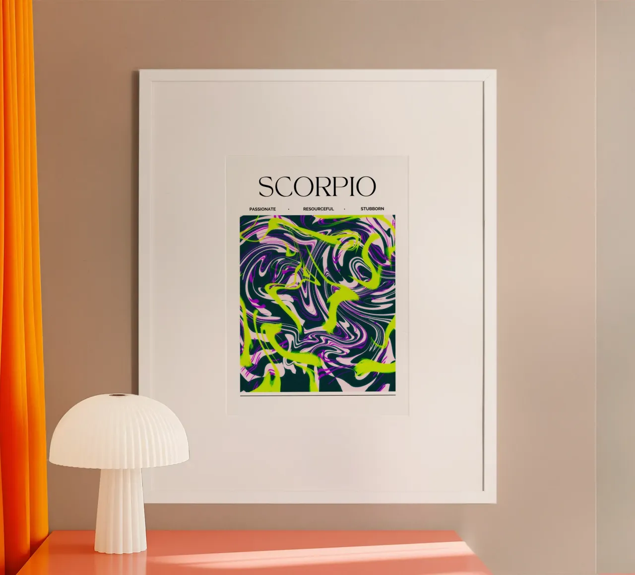 Scorpio Zodiac Print – Intense, Mysterious & Bold carta hahnemühle da PrintCessStudio