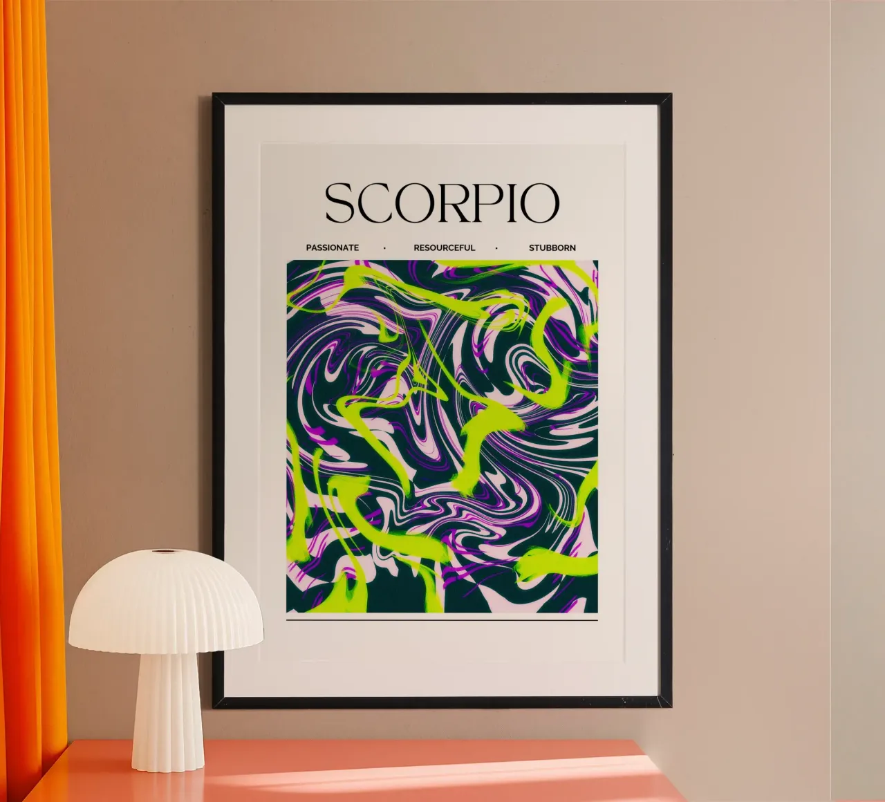 Scorpio Zodiac Print – Intense, Mysterious & Bold carta hahnemühle da PrintCessStudio