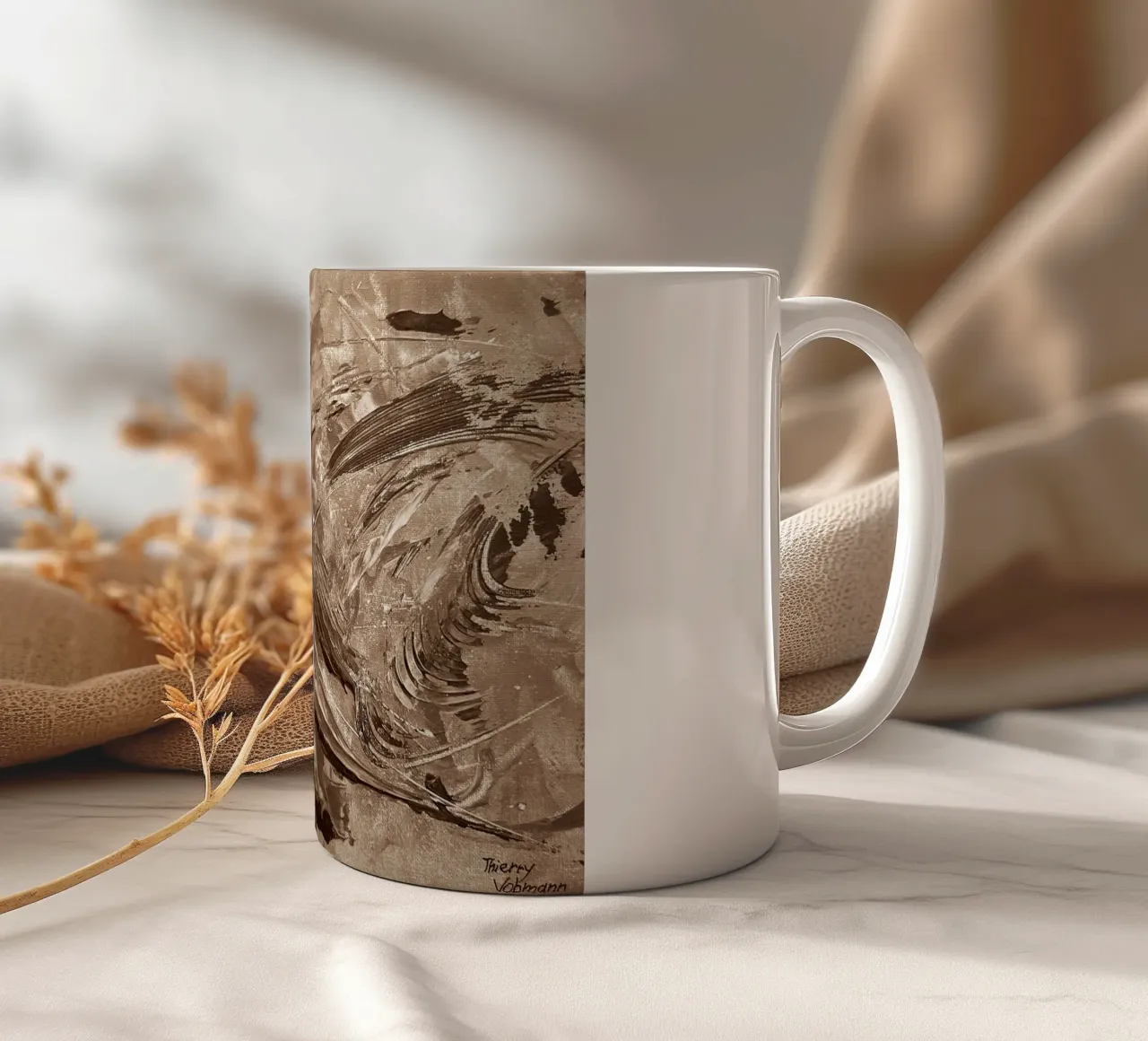 SEPIA 14 tazza in ceramica da Thierry Vobmann Abstract painting