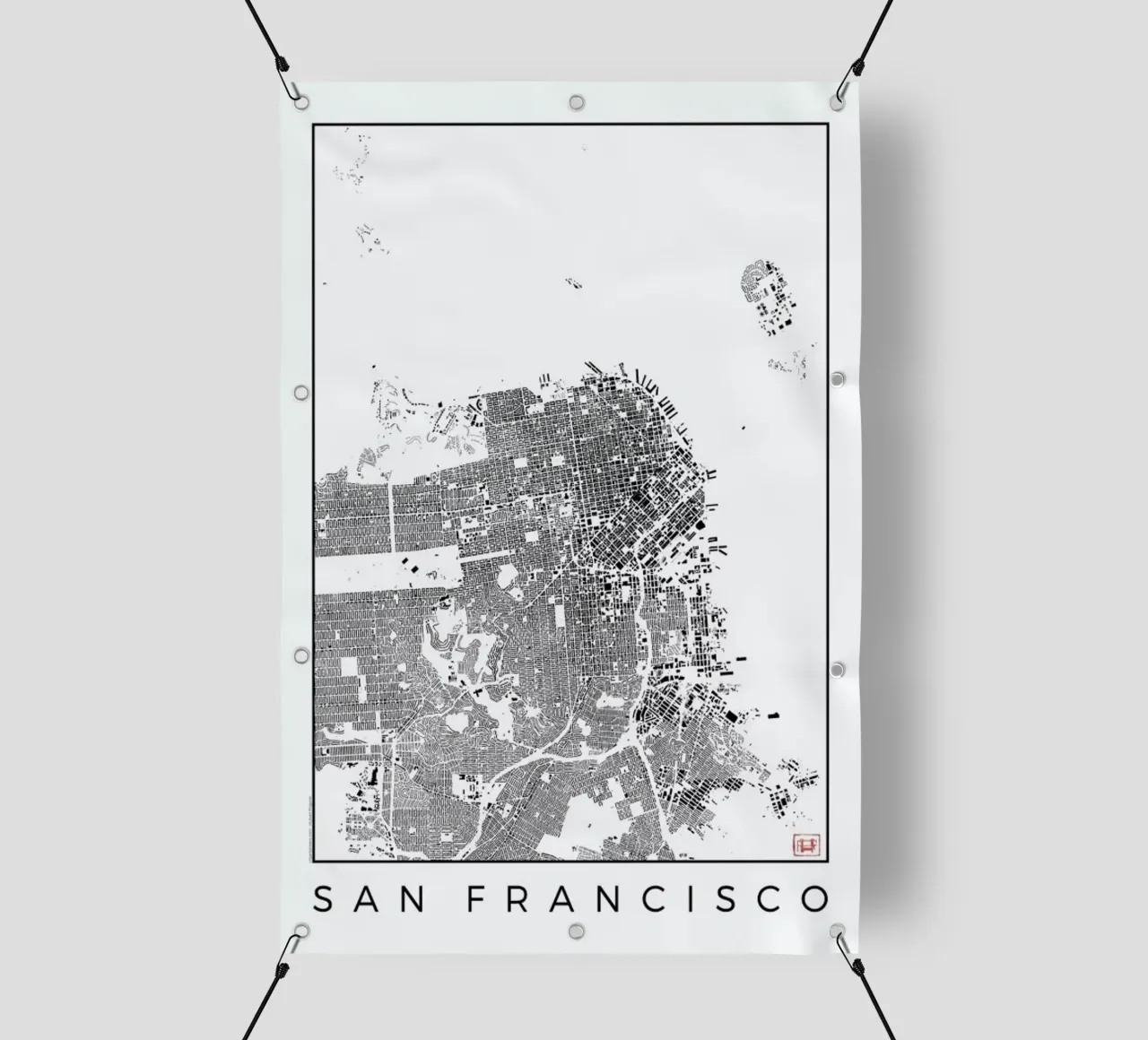 San Fransico Map Schwarzplan telo in pvc da Hubert Roguski