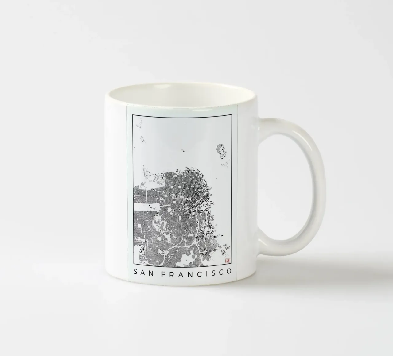 San Fransico Map Schwarzplan tazza in ceramica da Hubert Roguski