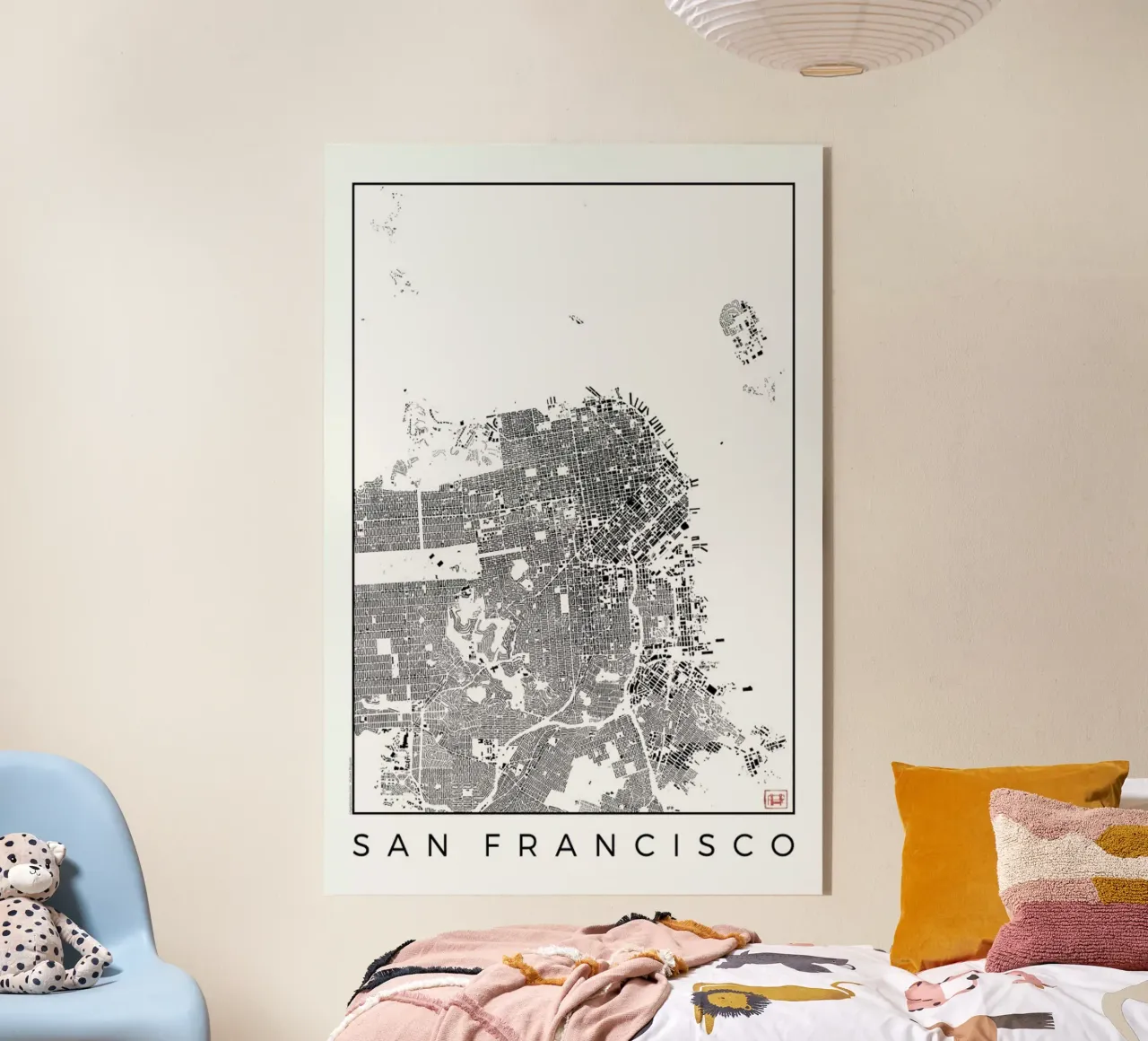 San Fransico Map Schwarzplan acryl van Hubert Roguski