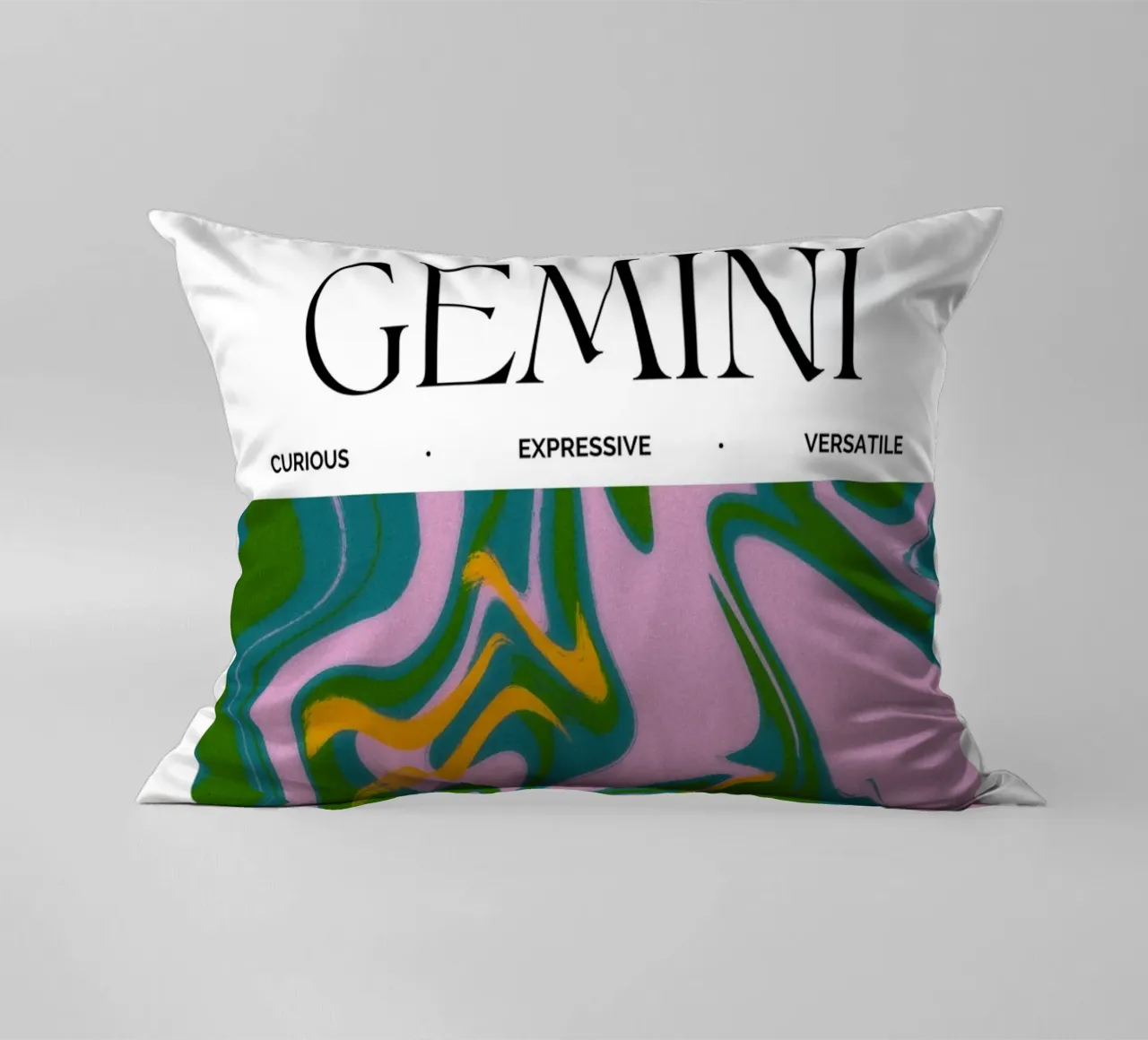 Gemini Zodiac Print – Dynamic, Expressive & Playful cuscino da PrintCessStudio