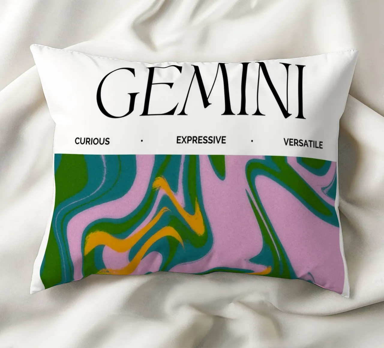 Gemini Zodiac Print – Dynamic, Expressive & Playful cuscino da PrintCessStudio