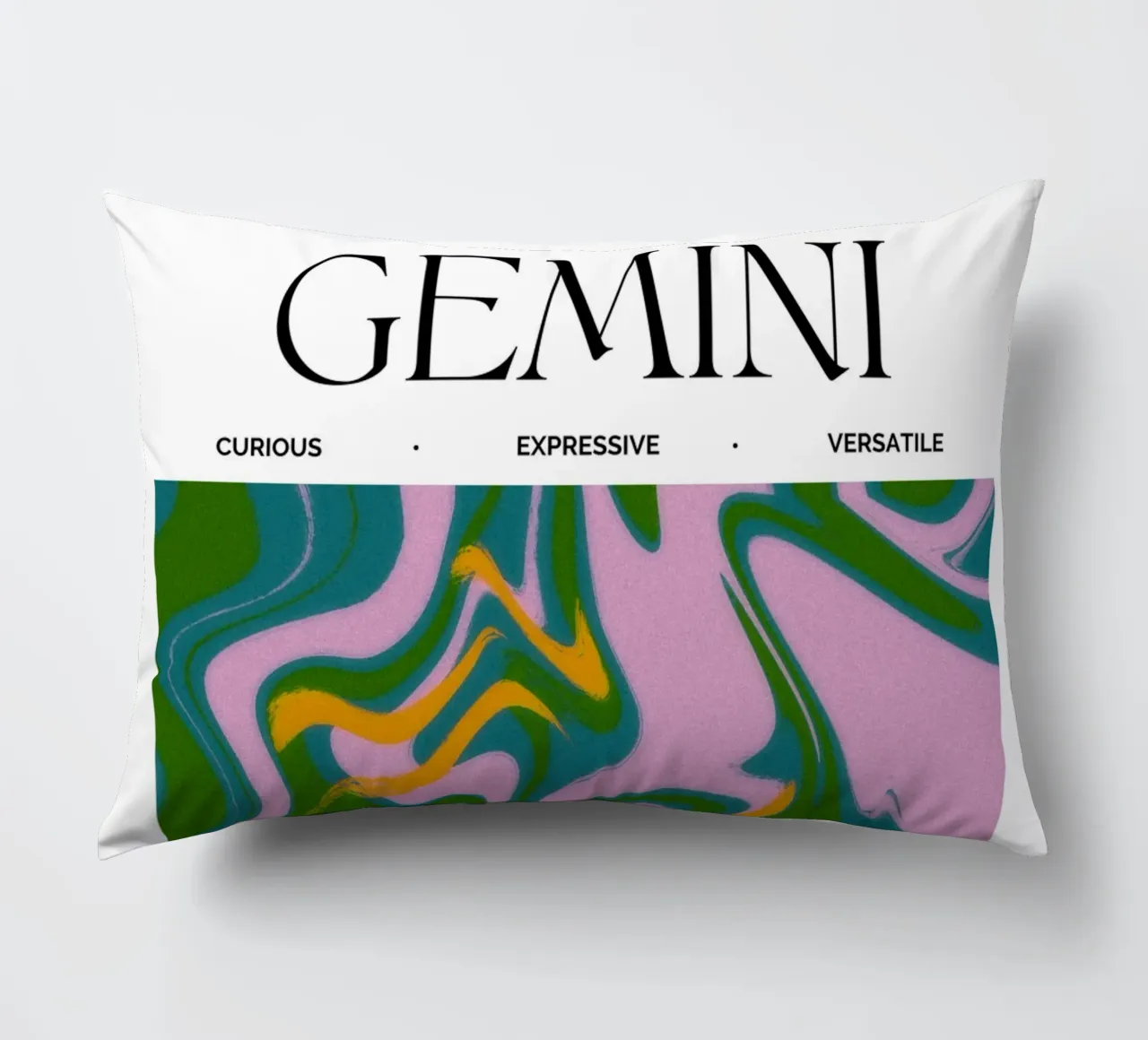Gemini Zodiac Print – Dynamic, Expressive & Playful cuscino da PrintCessStudio