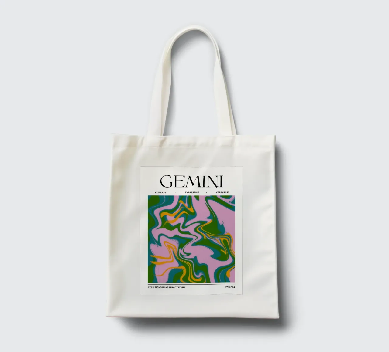 Gemini Zodiac Print – Dynamic, Expressive & Playful borsa in juta da PrintCessStudio