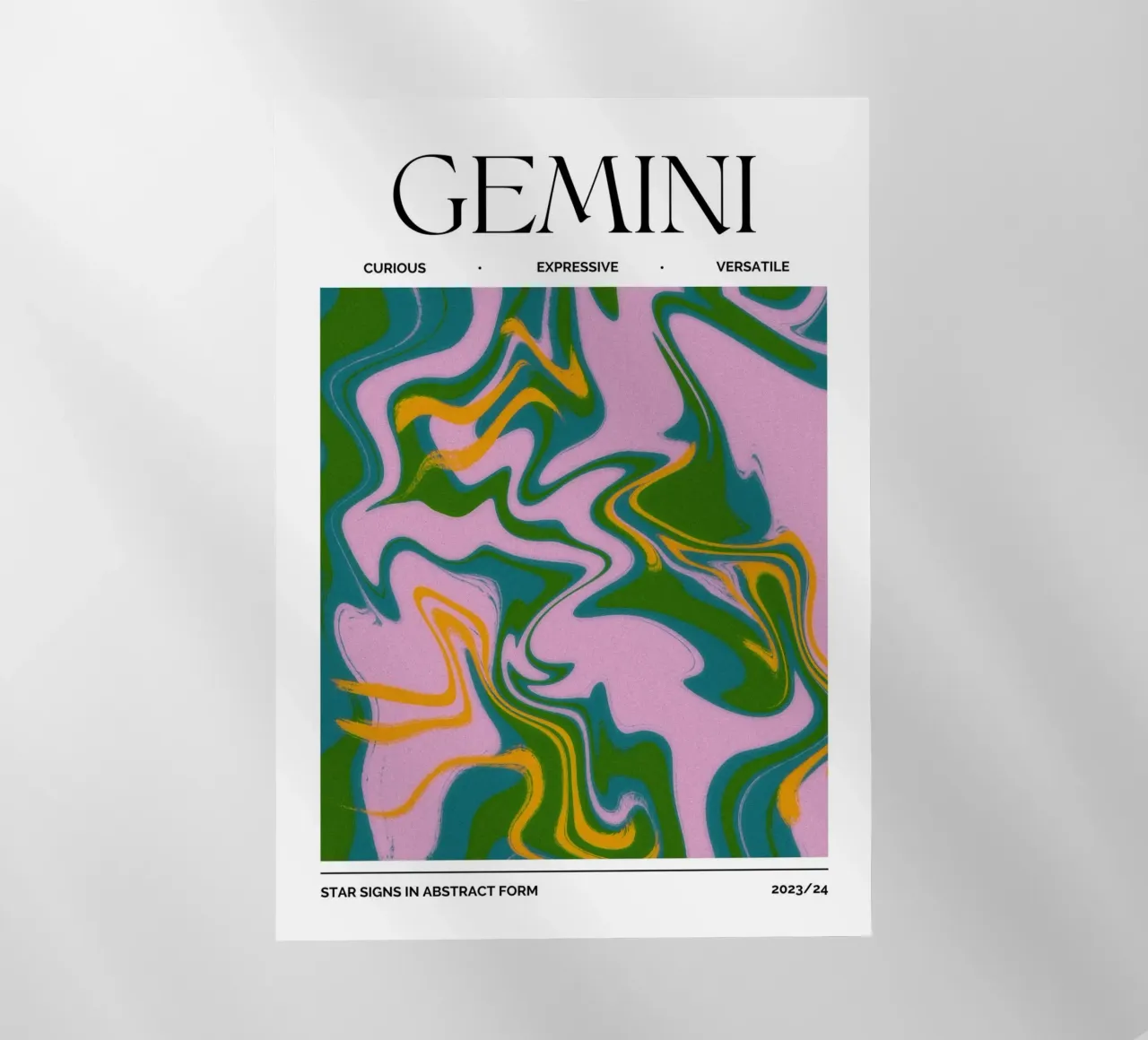 Gemini Zodiac Print – Dynamic, Expressive & Playful film rétro-éclairé de PrintCessStudio