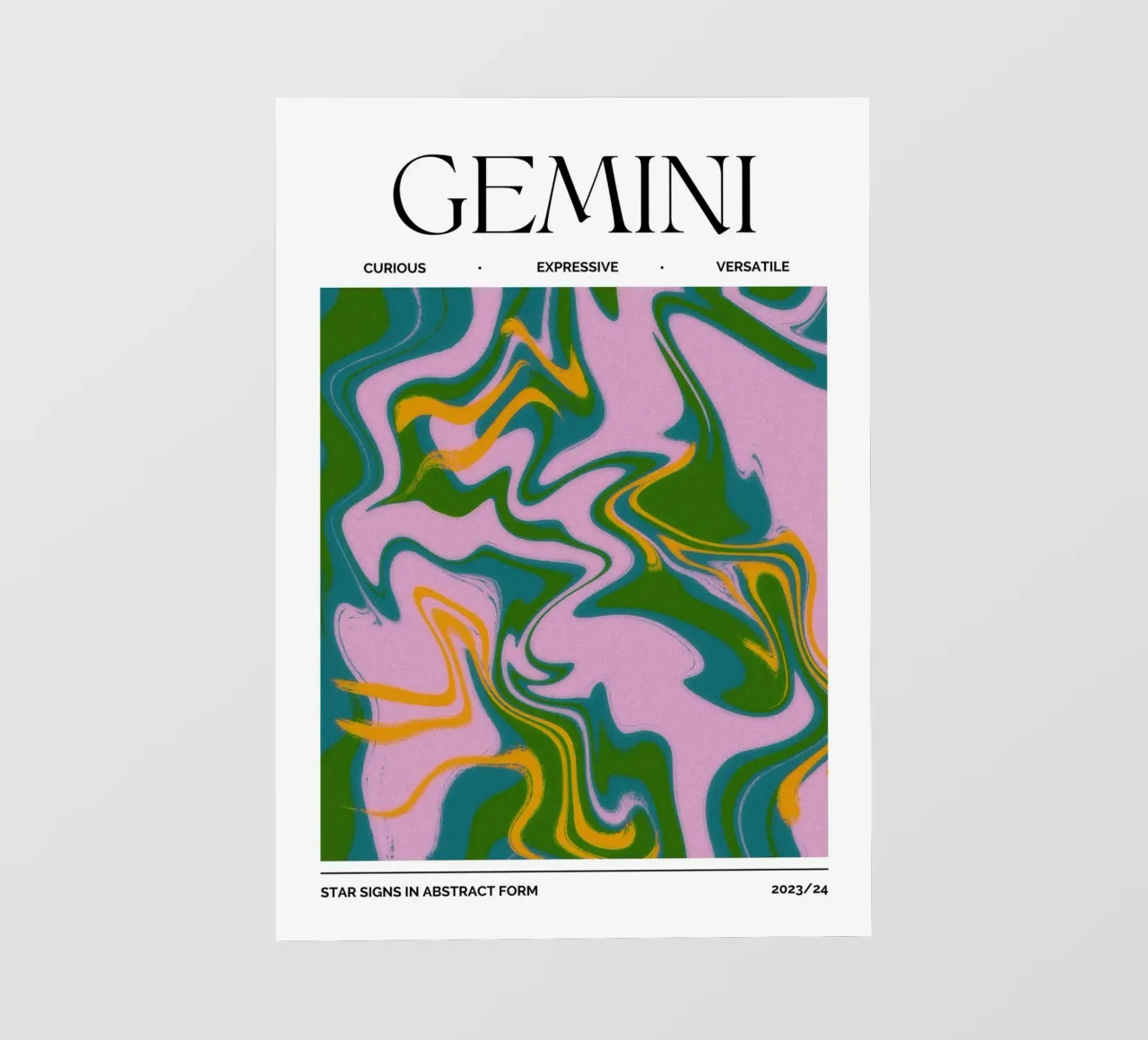 Gemini Zodiac Print – Dynamic, Expressive & Playful film rétro-éclairé de PrintCessStudio