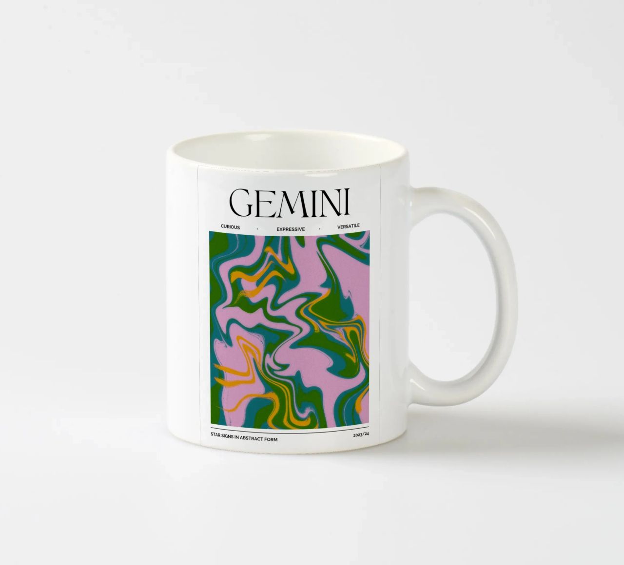 Gemini Zodiac Print – Dynamic, Expressive & Playful tazza in ceramica da PrintCessStudio
