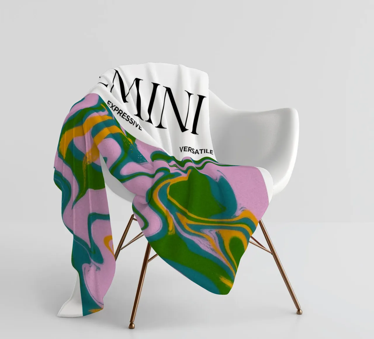 Gemini Zodiac Print – Dynamic, Expressive & Playful coperta in pile da PrintCessStudio