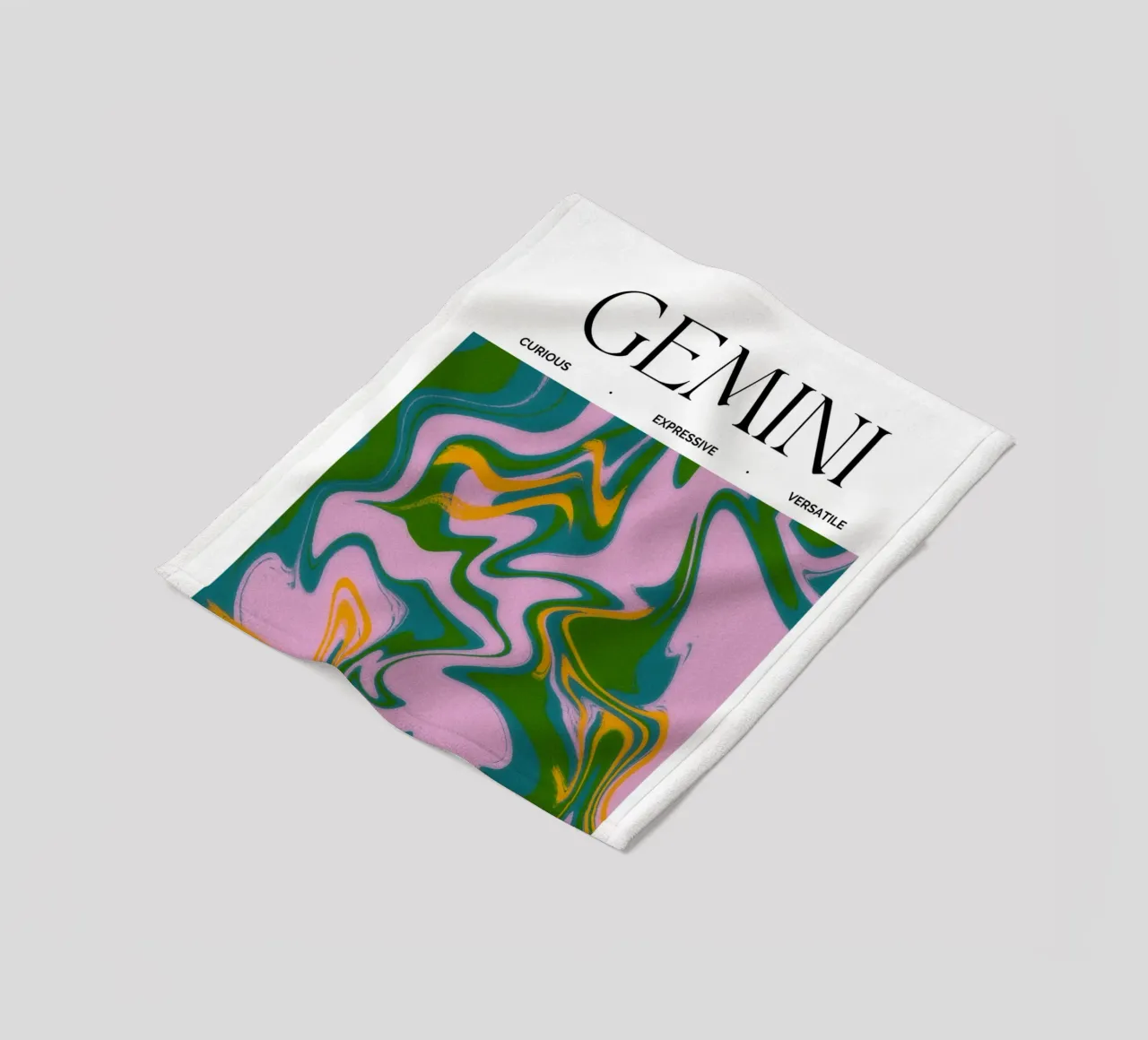 Gemini Zodiac Print – Dynamic, Expressive & Playful coperta in pile da PrintCessStudio