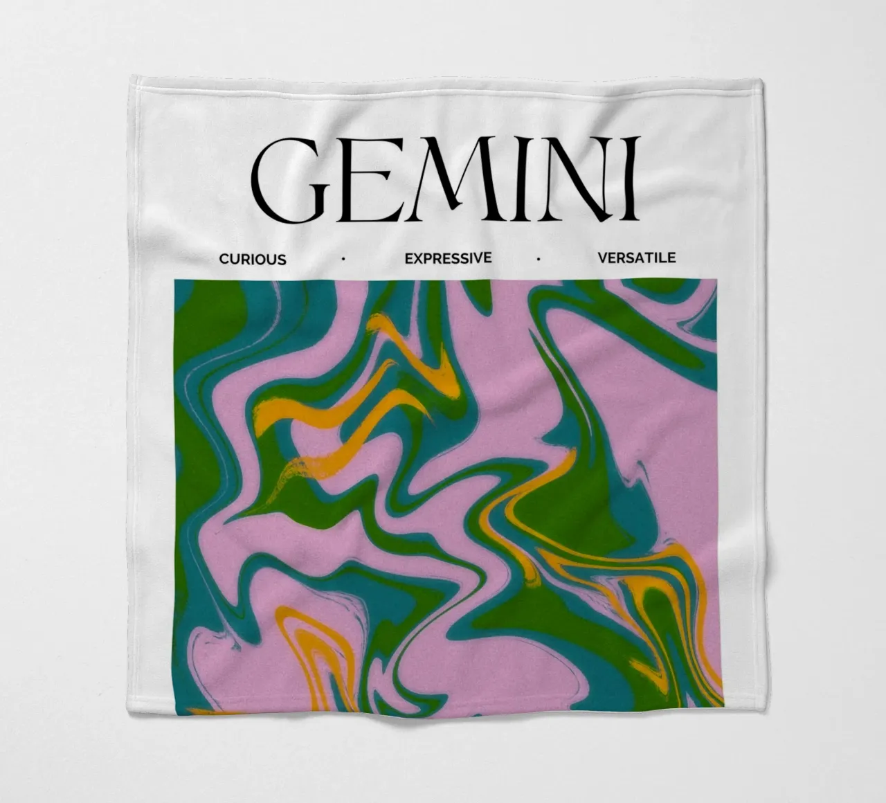 Gemini Zodiac Print – Dynamic, Expressive & Playful coperta in pile da PrintCessStudio