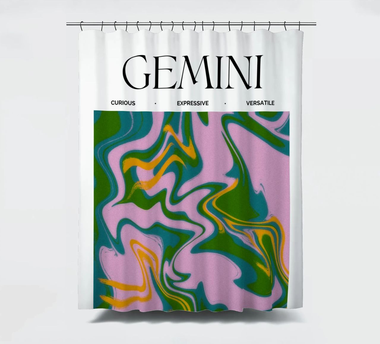 Gemini Zodiac Print – Dynamic, Expressive & Playful tenda da doccia da PrintCessStudio