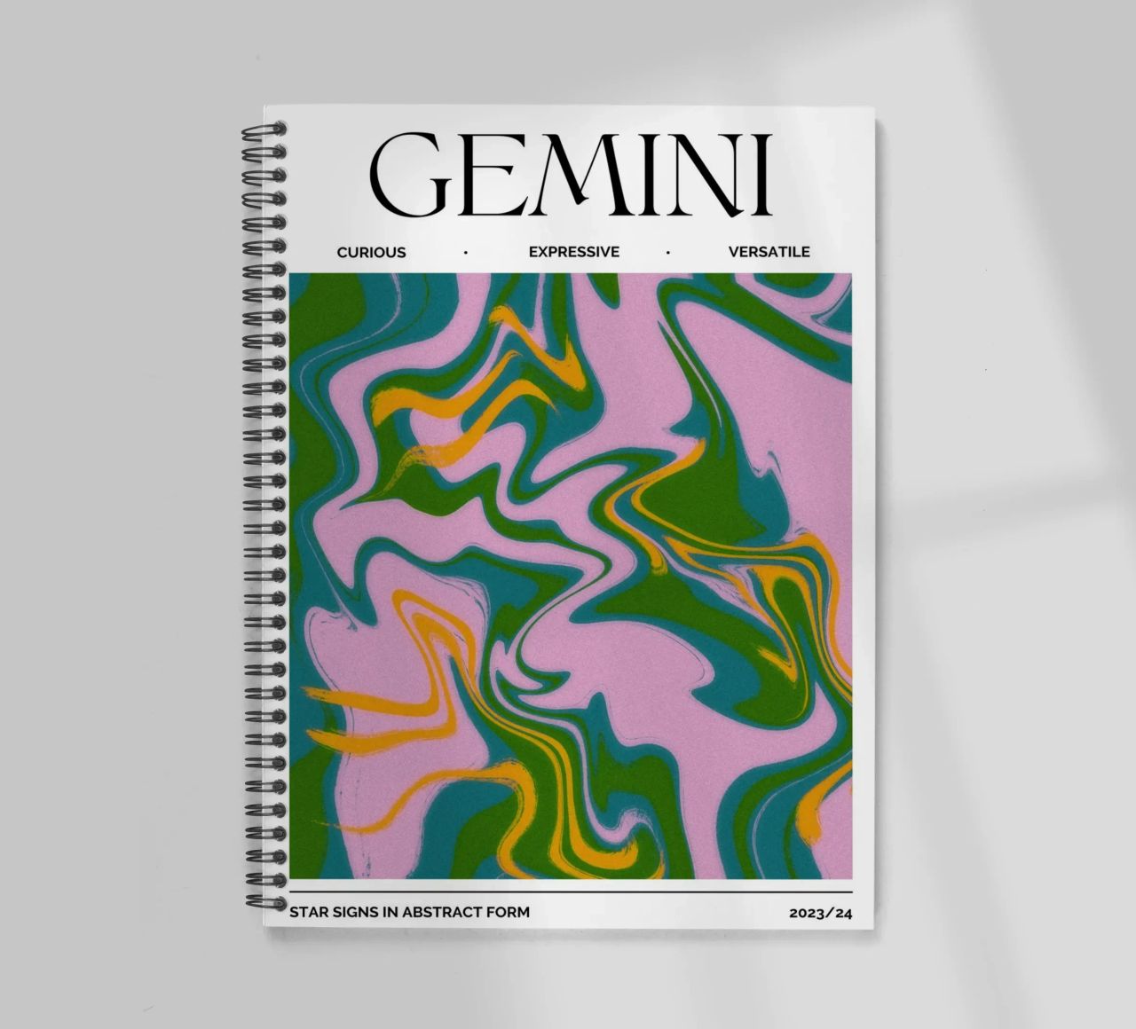 Gemini Zodiac Print – Dynamic, Expressive & Playful diario ad anelli da PrintCessStudio
