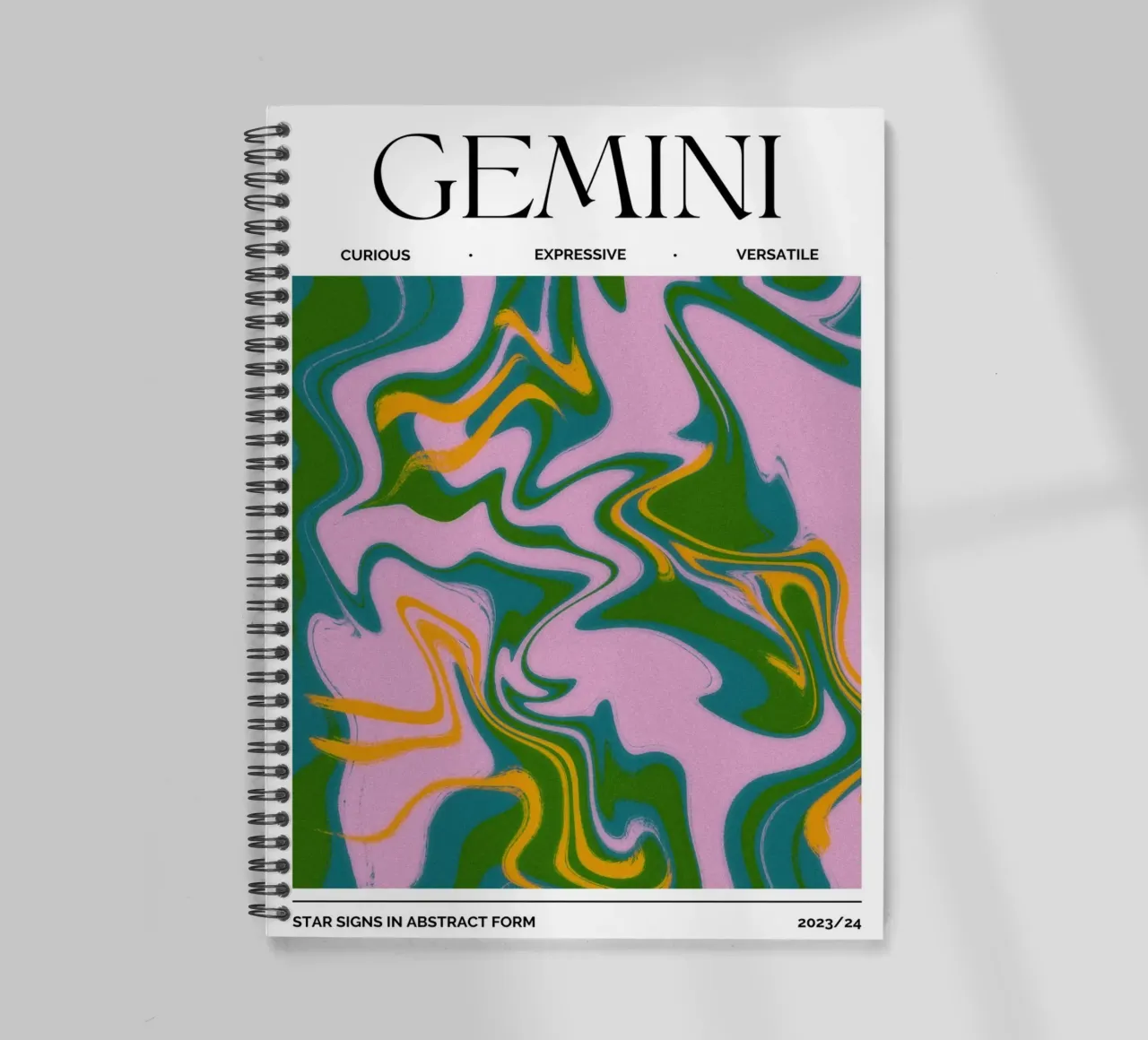 Gemini Zodiac Print – Dynamic, Expressive & Playful spiral notebook by PrintCessStudio