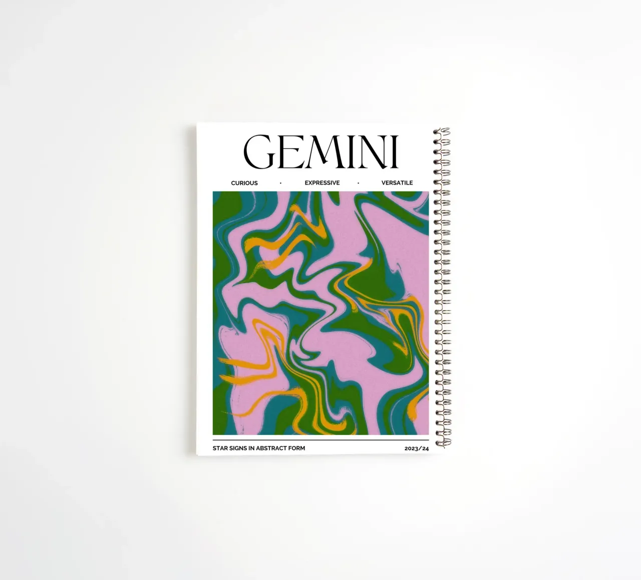 Gemini Zodiac Print – Dynamic, Expressive & Playful spiral notebook by PrintCessStudio
