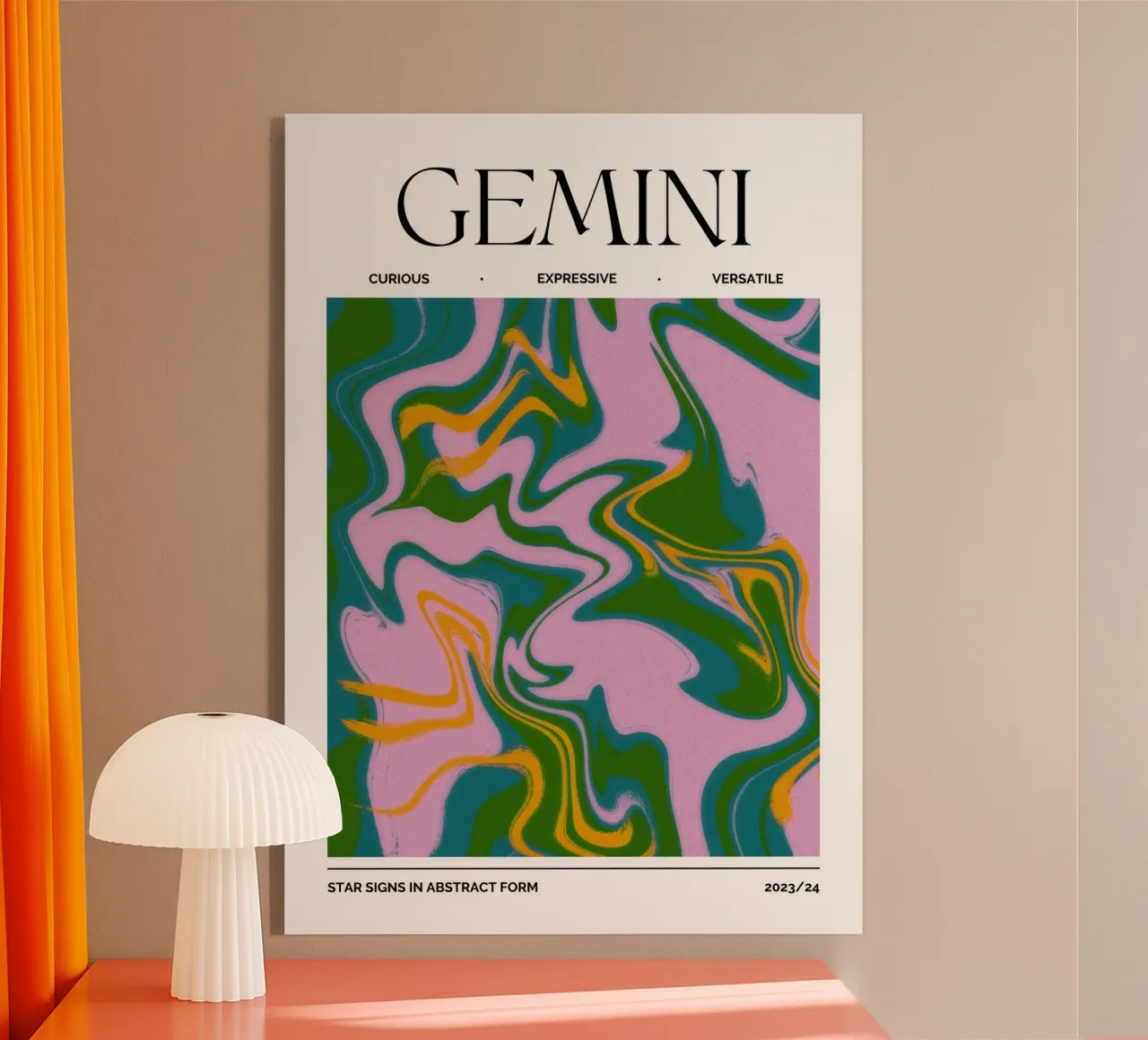 Gemini Zodiac Print – Dynamic, Expressive & Playful plexiglass da PrintCessStudio