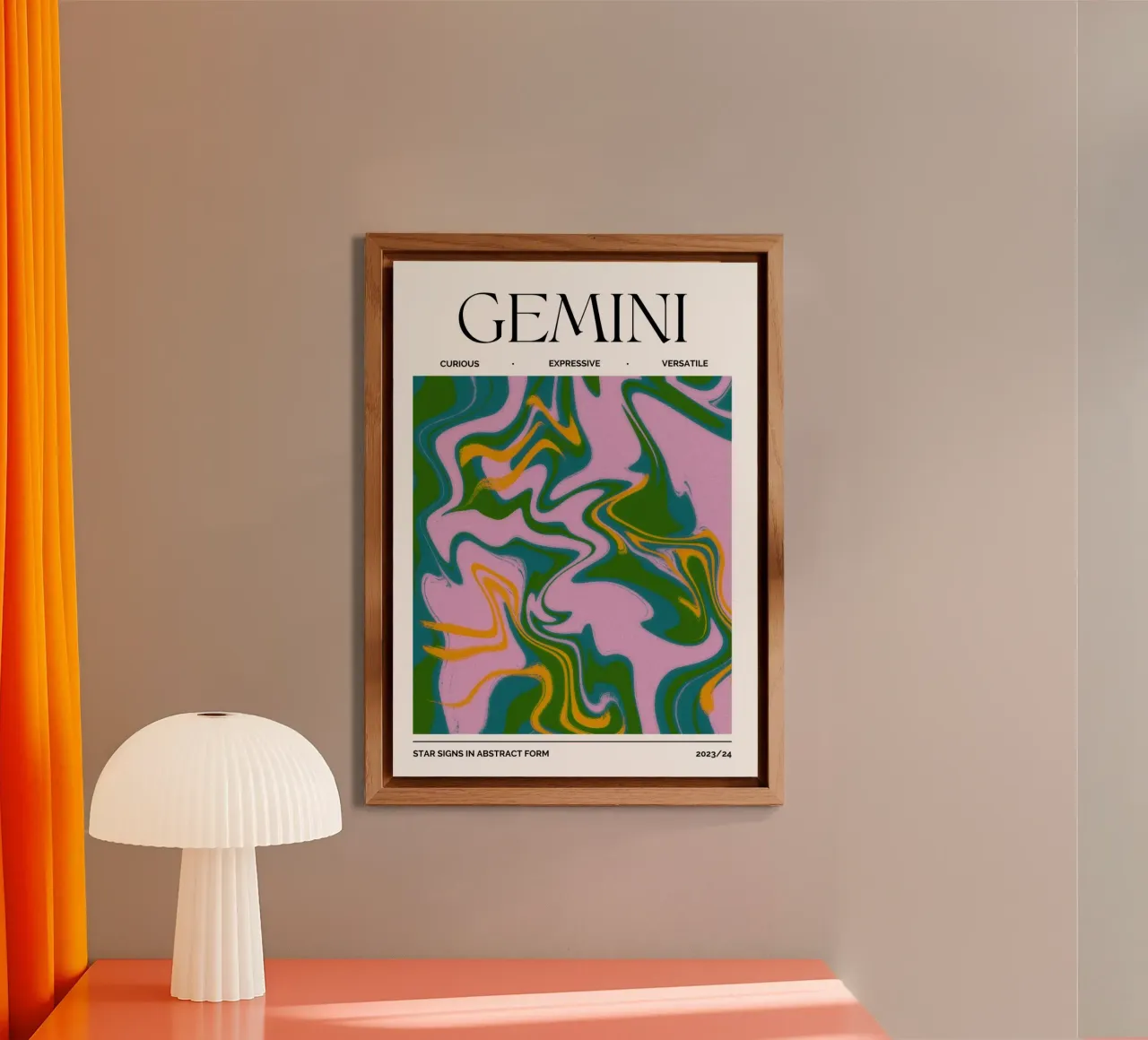 Gemini Zodiac Print – Dynamic, Expressive & Playful alluminio dibond da PrintCessStudio