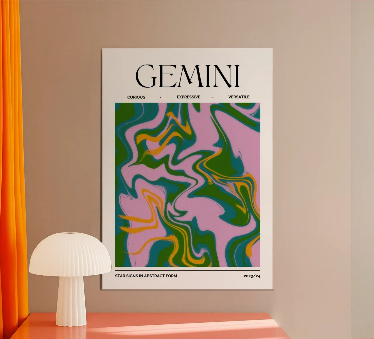 Gemini Zodiac Print – Dynamic, Expressive & Playful alluminio dibond da PrintCessStudio