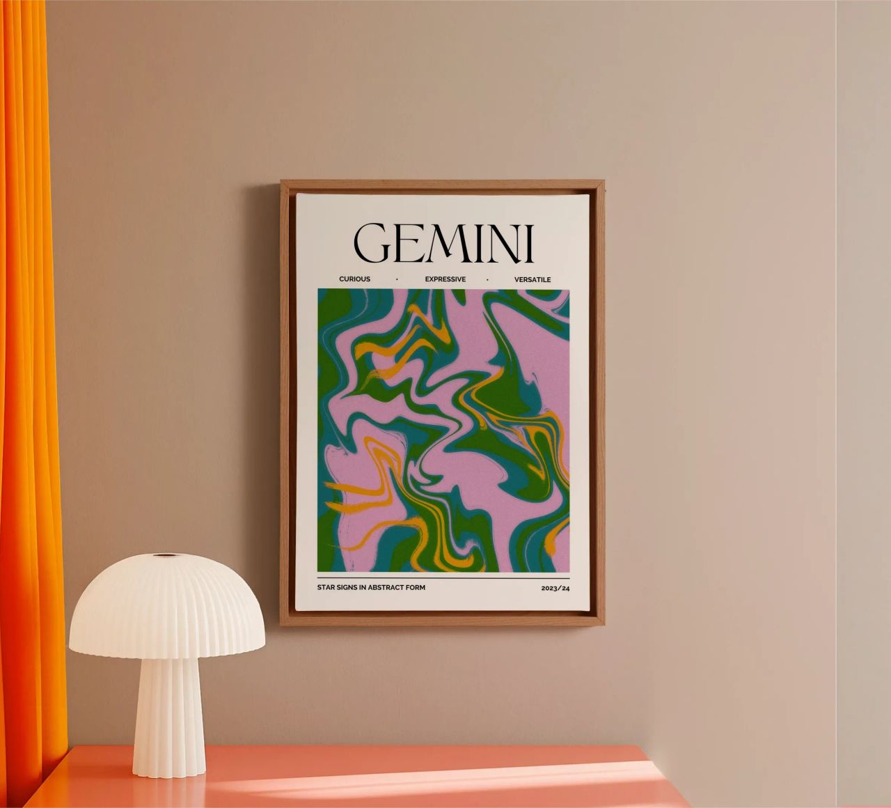 Gemini Zodiac Print – Dynamic, Expressive & Playful tela da PrintCessStudio